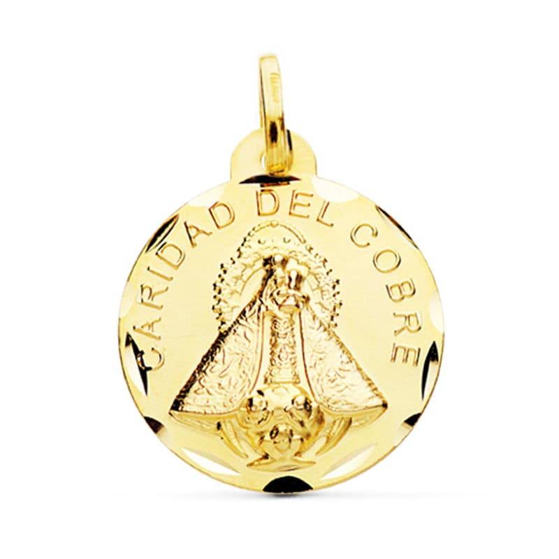 Médaille de la Charité Vierge en Cuivre Or Jaune 18K 24 mm