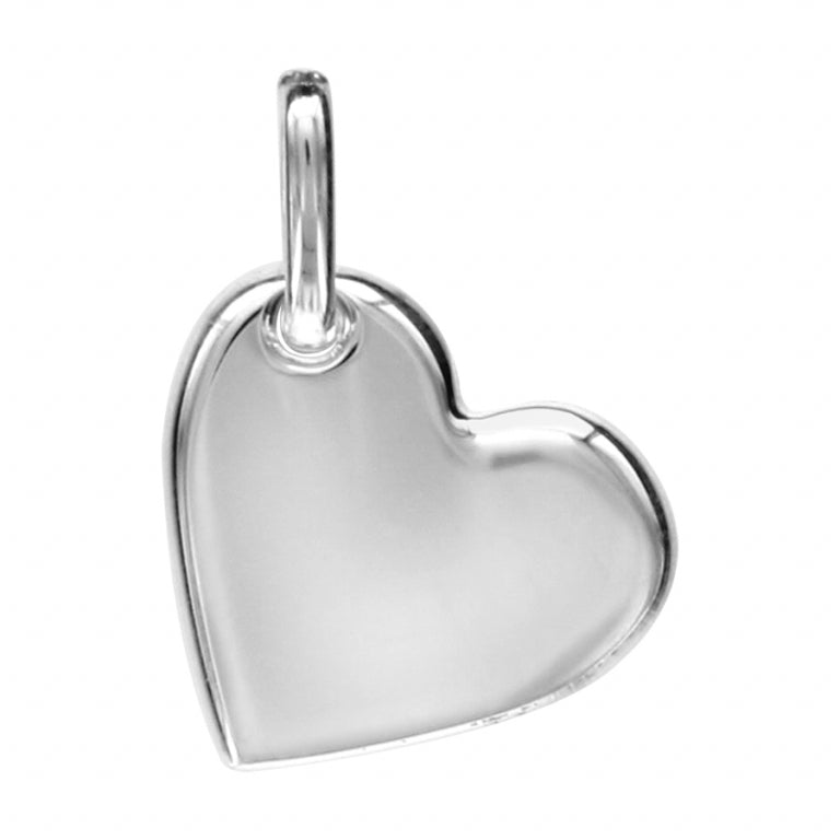 Pendentif à graver petit cœur lisse en argent 925 rhodié