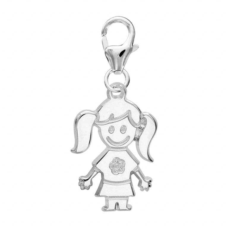 Pendentif fille motif silhouette en argent 925