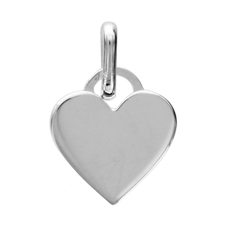 Pendentif coeur à plat en argent 925 rhodié
