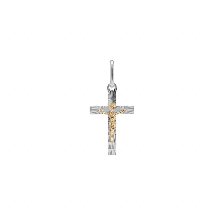 Pendentif croix Jésus en argent 925 rhodié diamanté