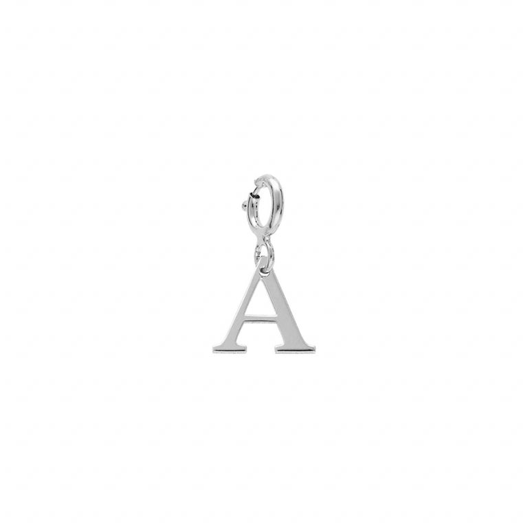 Pendentif mode initiale A en argent 925 rhodié