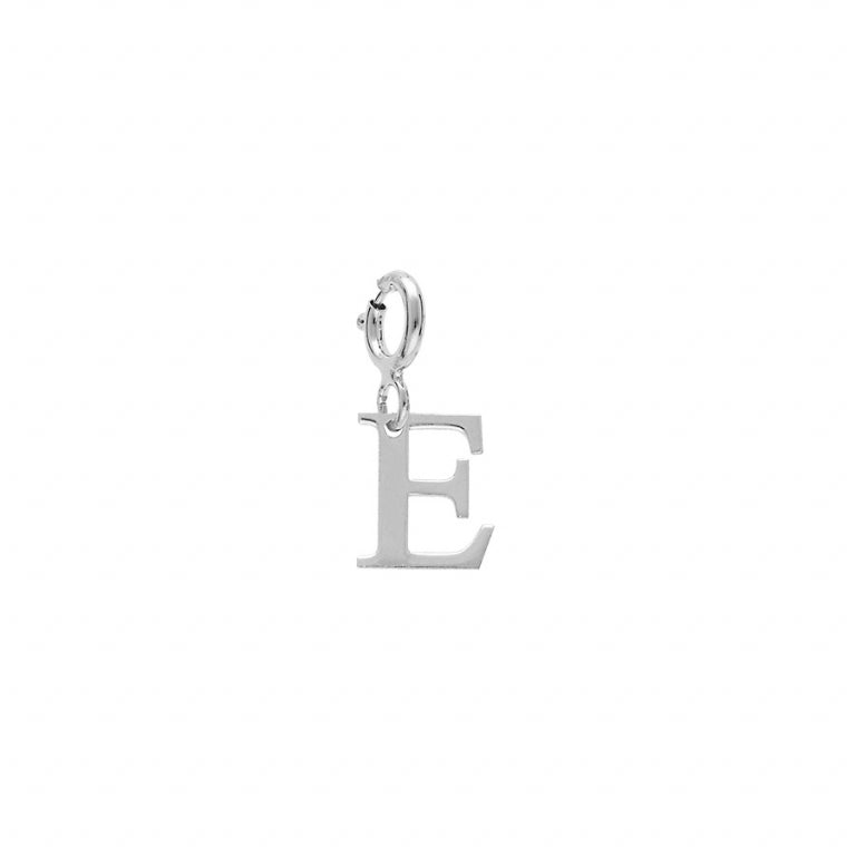 Pendentif mode initiale E en argent 925 rhodié