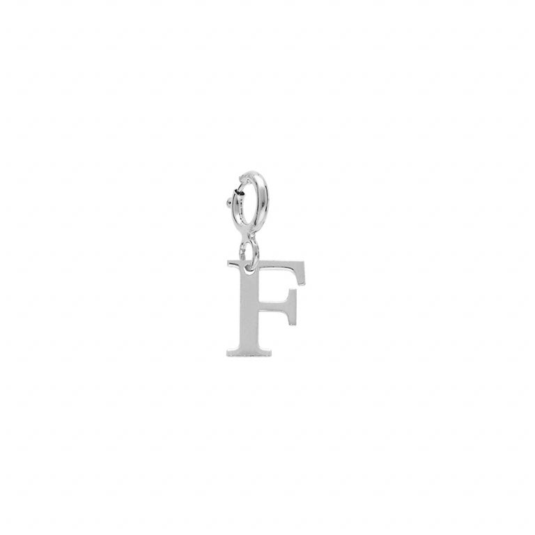 Pendentif mode initiale F en argent 925 rhodié