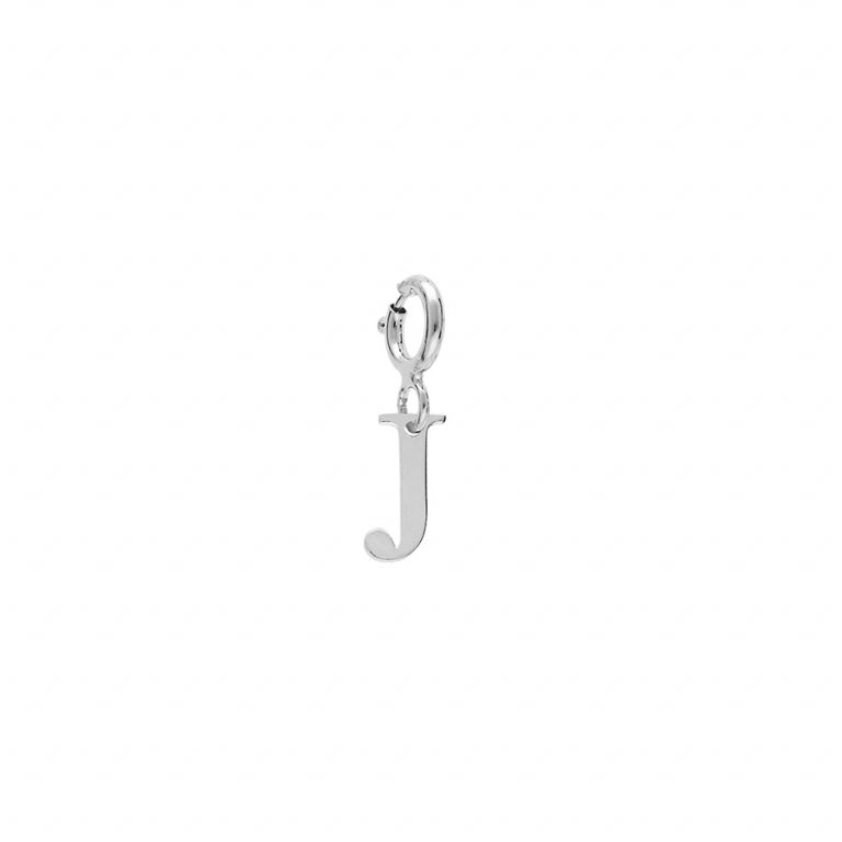 Pendentif mode initiale J en argent 925 rhodié