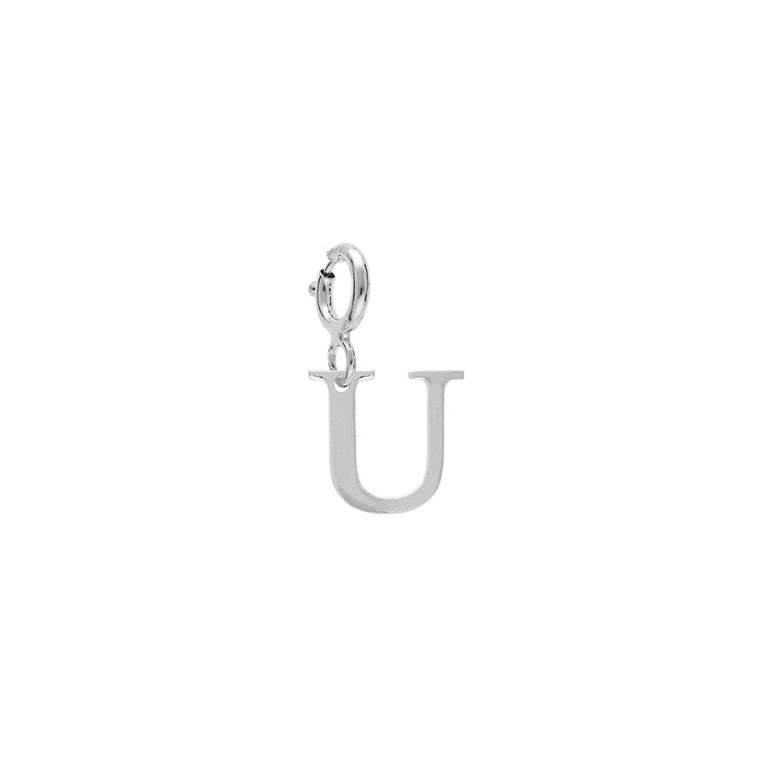 Pendentif mode initiale U en argent 925 rhodié