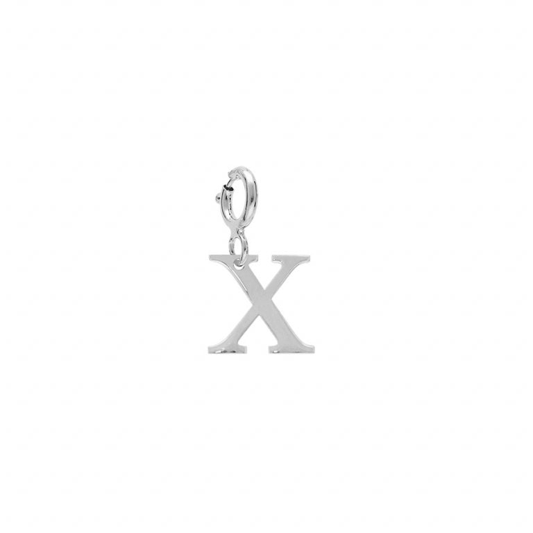 Pendentif mode initiale X en argent 925 rhodié