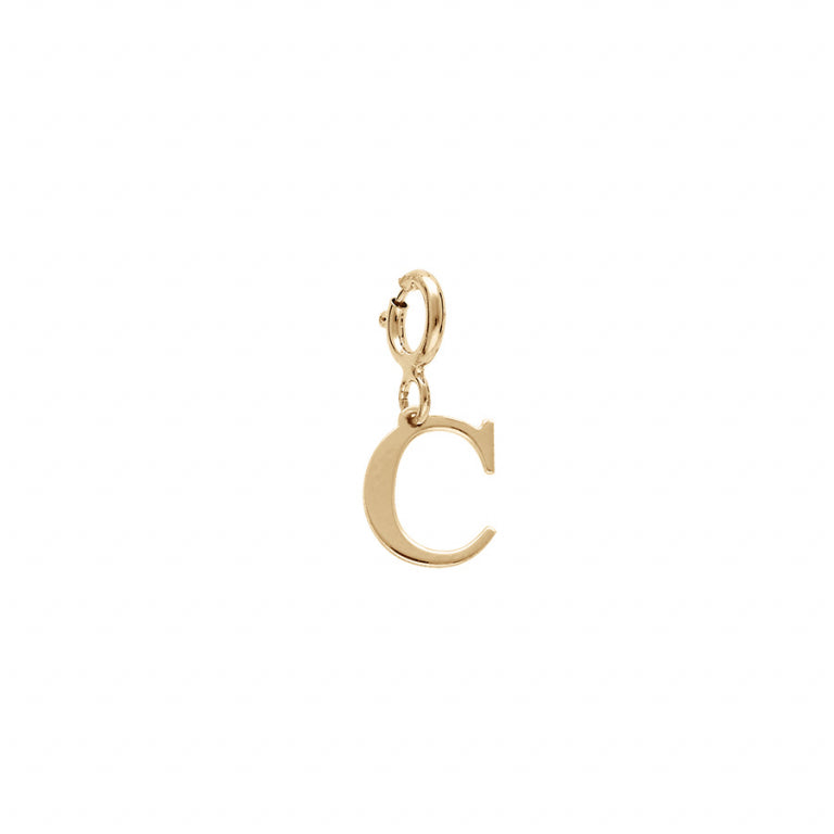 Pendentif mode initiale C en argent 925 plaqué or