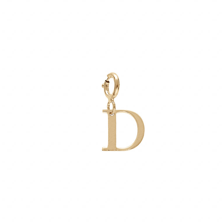 Pendentif initiale D dorure jaune en argent 925 avec anneau ressort