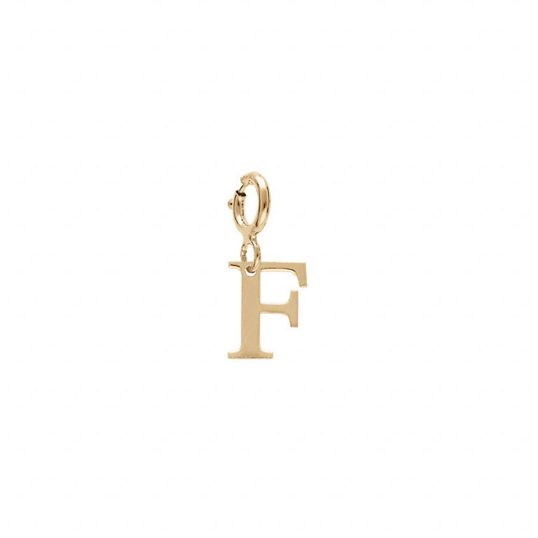 Pendentif mode initiale F en argent 925 plaqué or