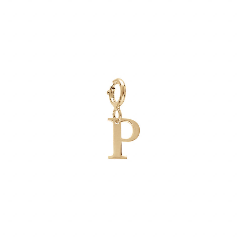 Pendentif mode initiale P en argent 925 plaqué or