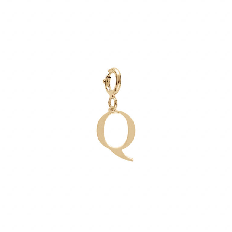 Pendentif mode initiale Q en argent 925 avec finition plaqué or
