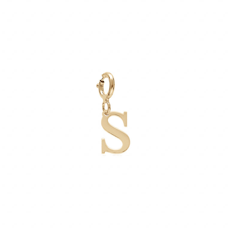 Pendentif initiale S en argent 925 avec finition plaqué or