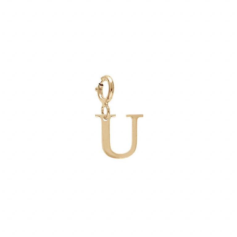 Pendentif mode initiale U en argent 925 avec dorure jaune