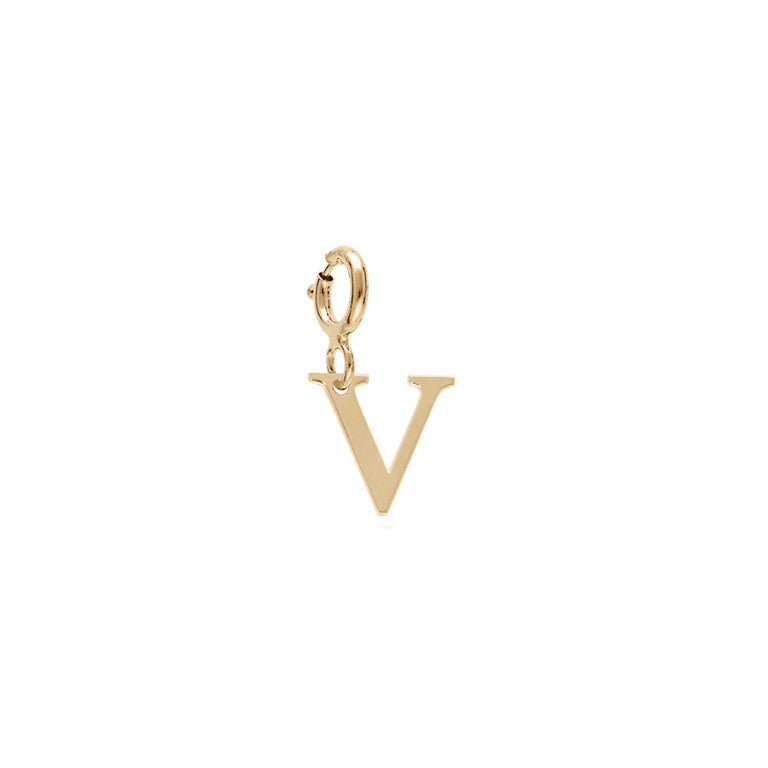 Pendentif mode initiale V en Argent 925 plaqué or
