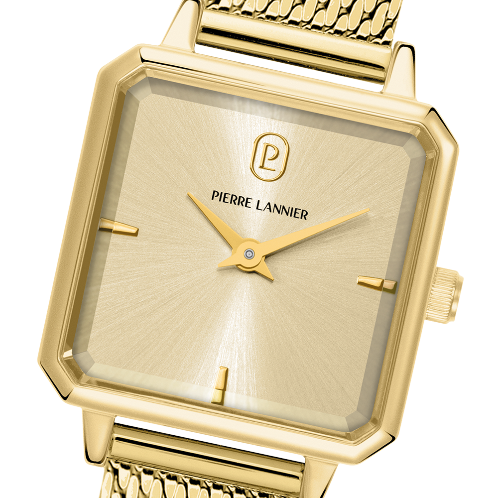 Montre femme Pierre Lannier LEONOR 072J542 – cadran doré bracelet acier milanais doré – vue 2