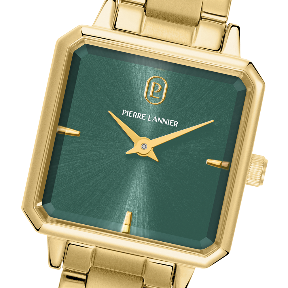 Montre femme Pierre Lannier LEONOR 073J572 – cadran vert bracelet acier doré – vue 2