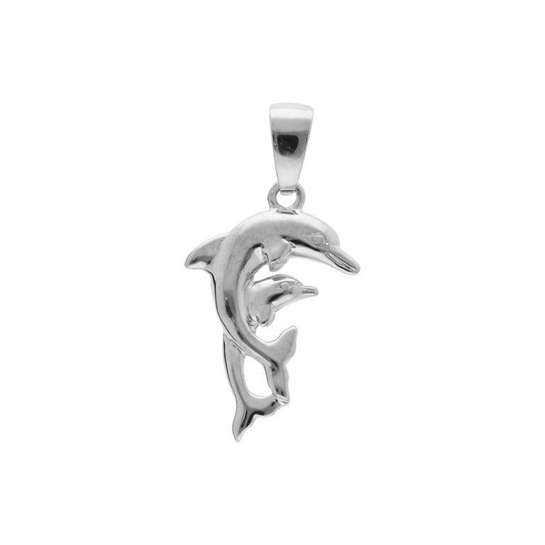 Pendentif dauphin et son bébé en argent 925