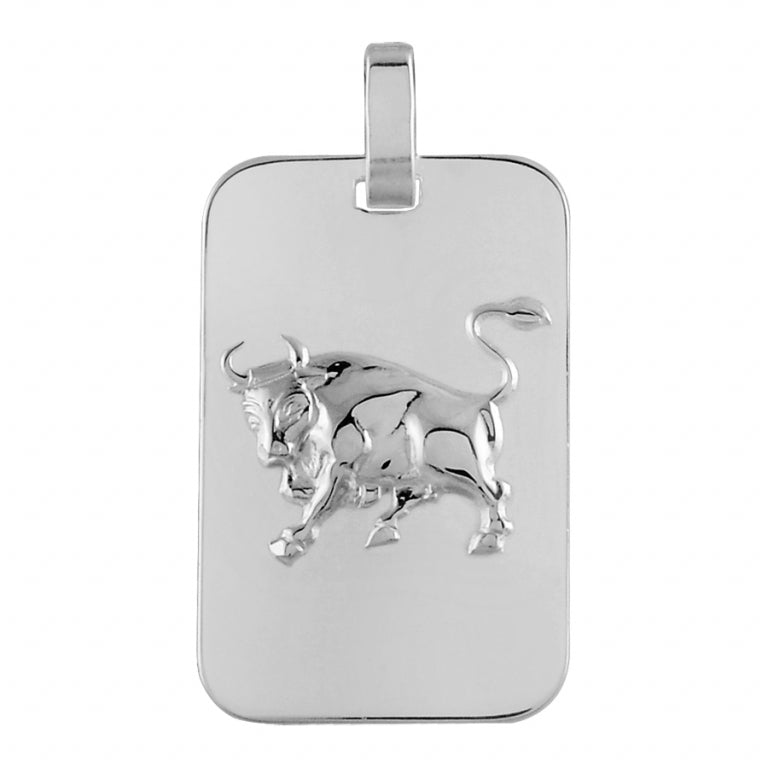Pendentif mode avec motif Taureau en argent 925 rhodié brillant