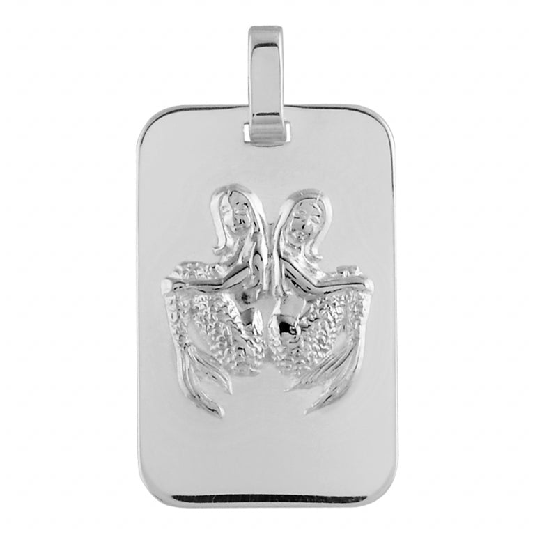 Pendentif mode gémeaux en argent 925 rhodié brillant