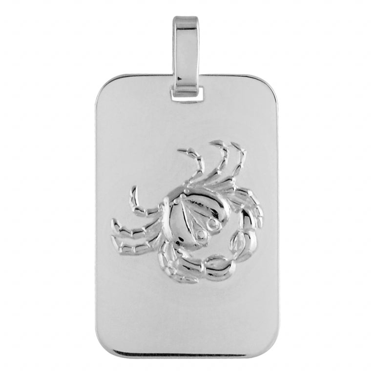 Pendentif mode zodiaque Cancer en argent 925 rhodié brillant