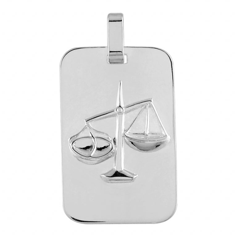 Pendentif Balance zodiaque en argent 925 rhodié finition brillant