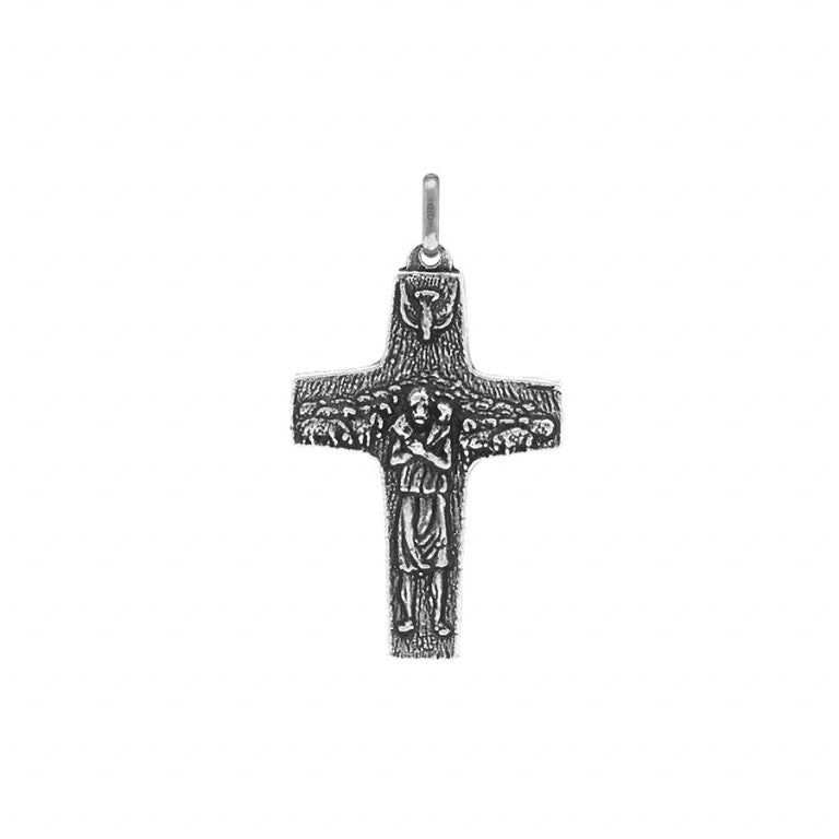 Pendentif mode Croix bon pasteur en Argent 925 patiné brillant