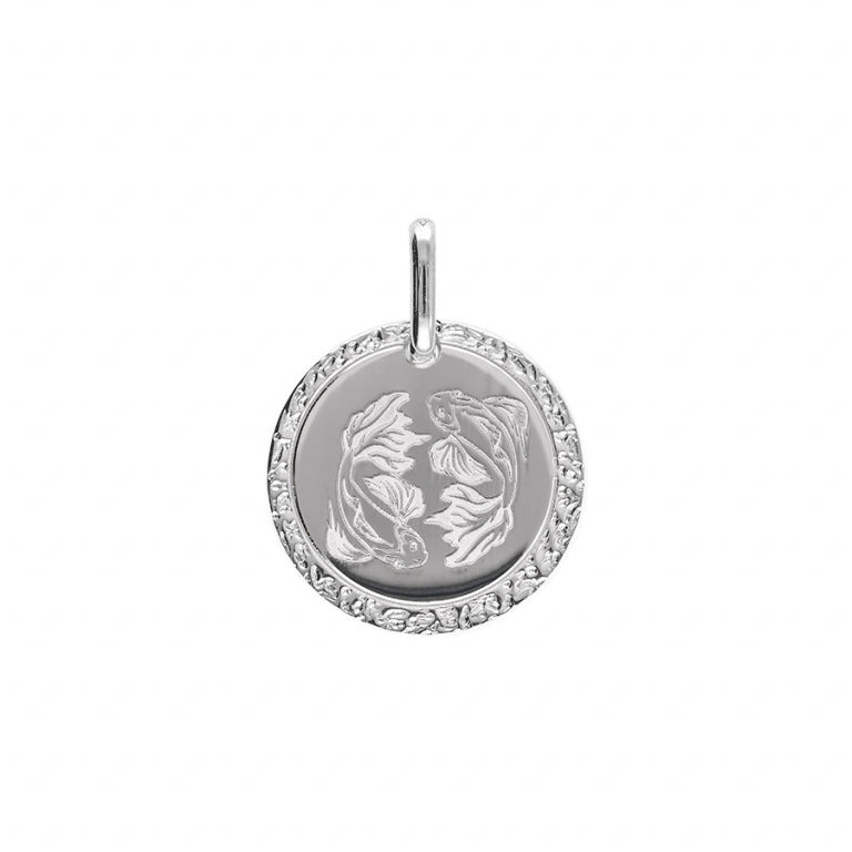Pendentif mode poisson en argent 925 rhodié médaille