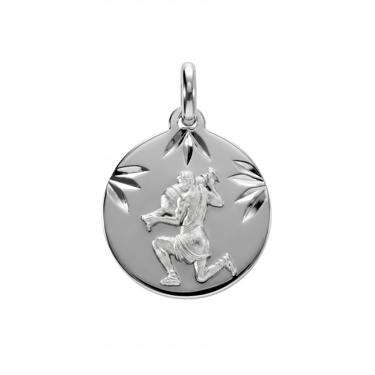 Pendentif mode zodiaque Verseau en argent 925 rhodié finition diamantée