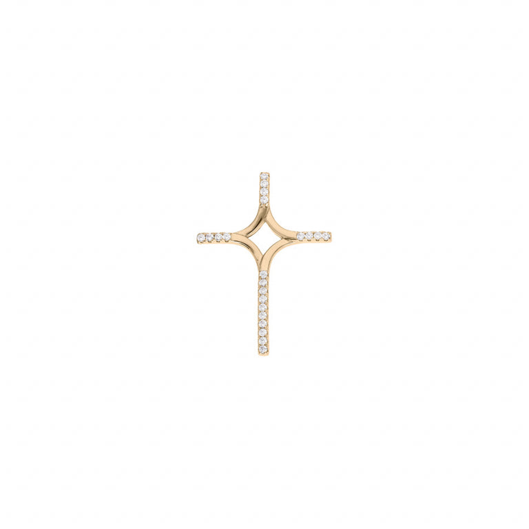 Pendentif croix en argent 925 plaqué or avec oxydes blancs