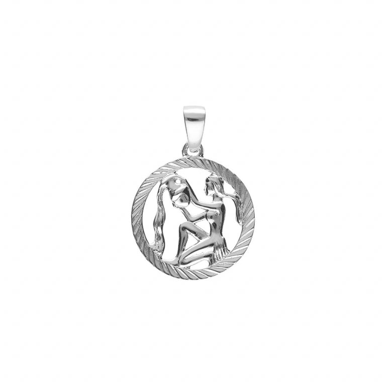 Pendentif zodiaque Verseau ajouré en argent 925 rhodié