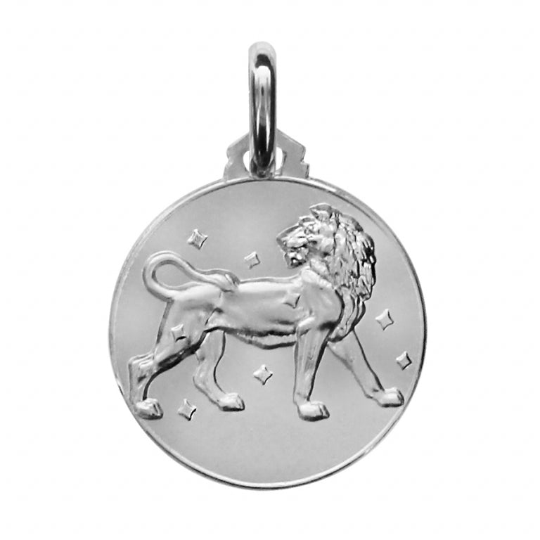 Médaille mode zodiaque Lion en argent 925 rhodié
