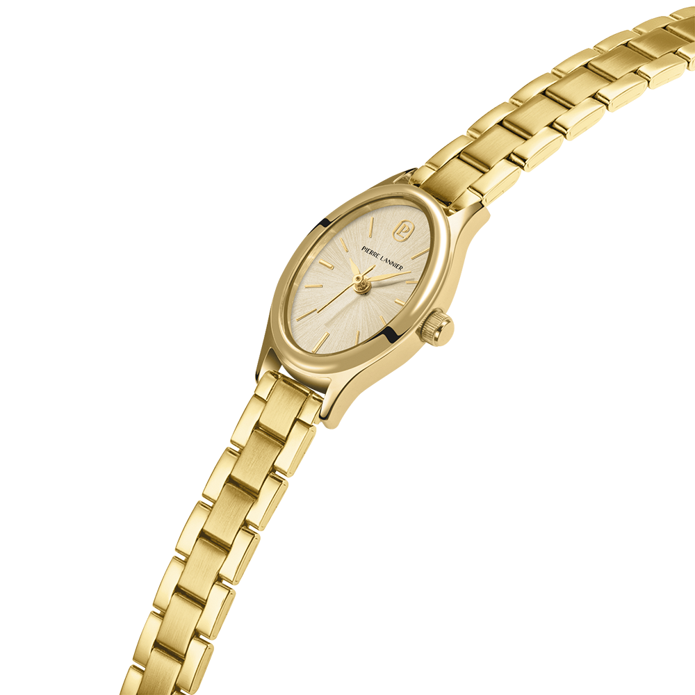 Montre femme Pierre Lannier OVALIA 076H542 – cadran doré bracelet acier doré – vue 3