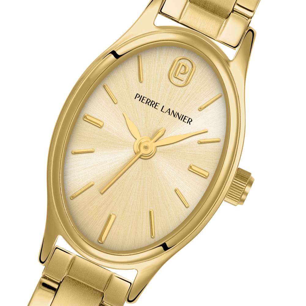 Montre femme Pierre Lannier OVALIA 076H542 – cadran doré bracelet acier doré – vue 4