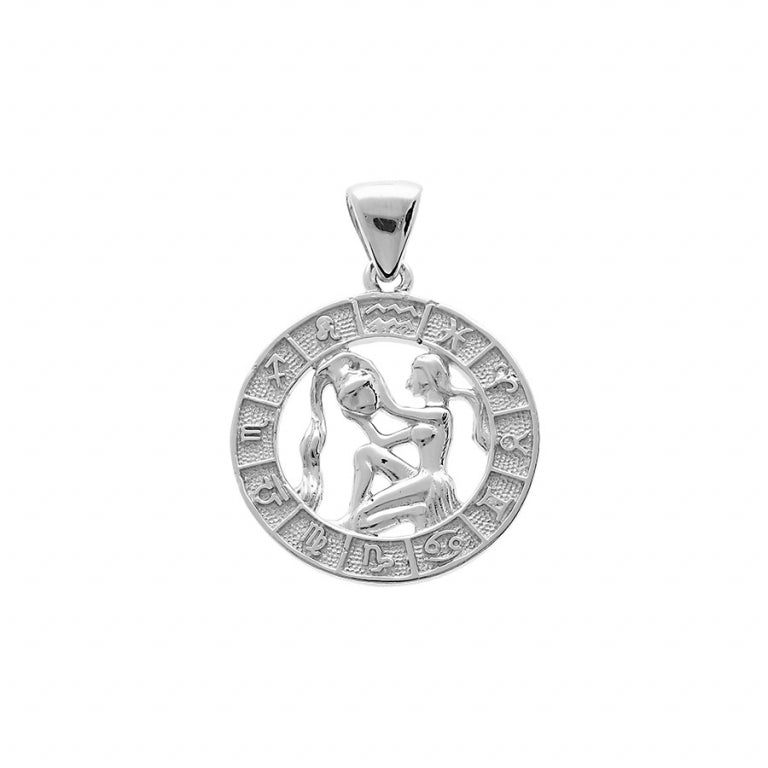 Pendentif zodiaque Verseau en argent 925 rhodié