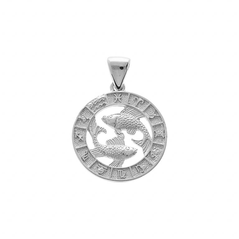 Pendentif mode zodiaque Poisson en argent 925 rhodié