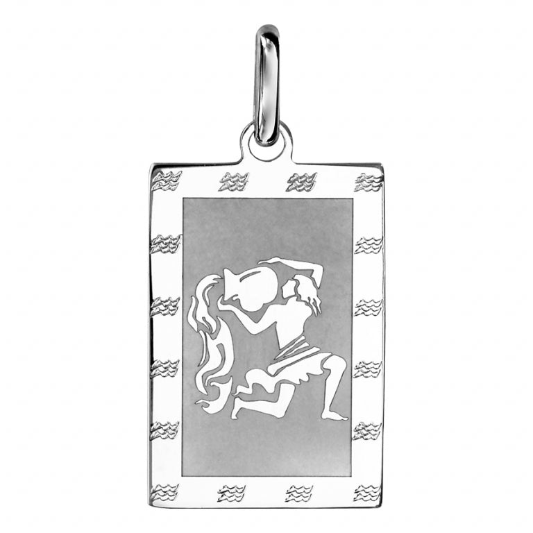 Pendentif mode Verseau en argent 925 rhodié avec finition brillante