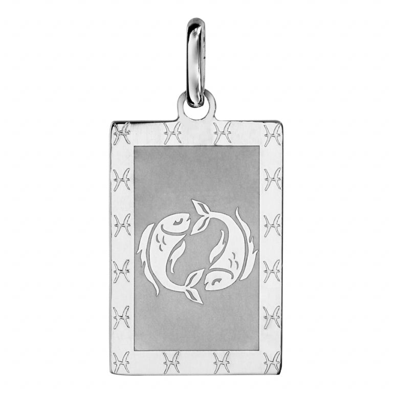 Pendentif mode poisson motif zodiaque en Argent 925 Rhodié
