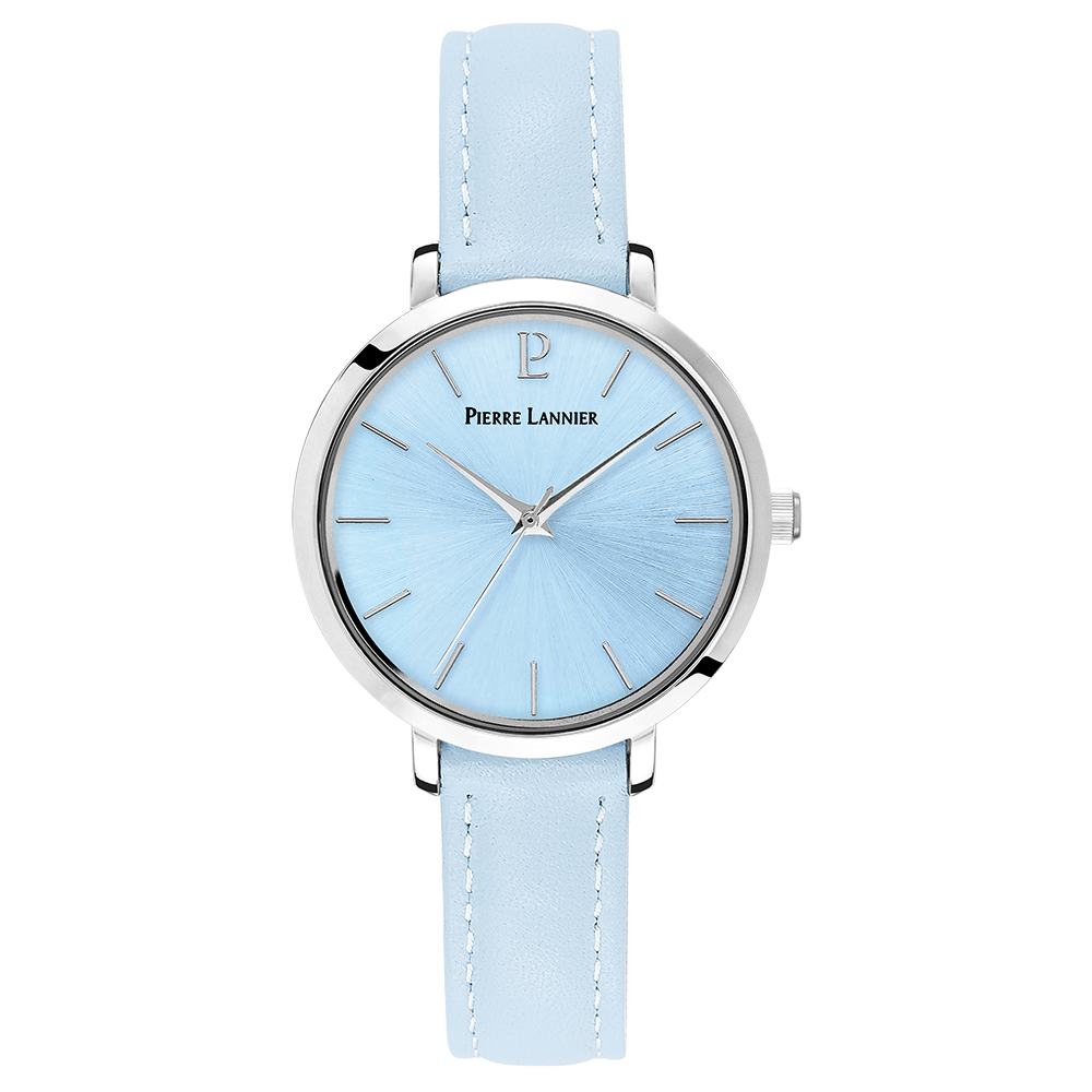 Montre femme Pierre Lannier CHOUQUETTE 077D666 – cadran bleu bracelet cuir bleu – vue de face