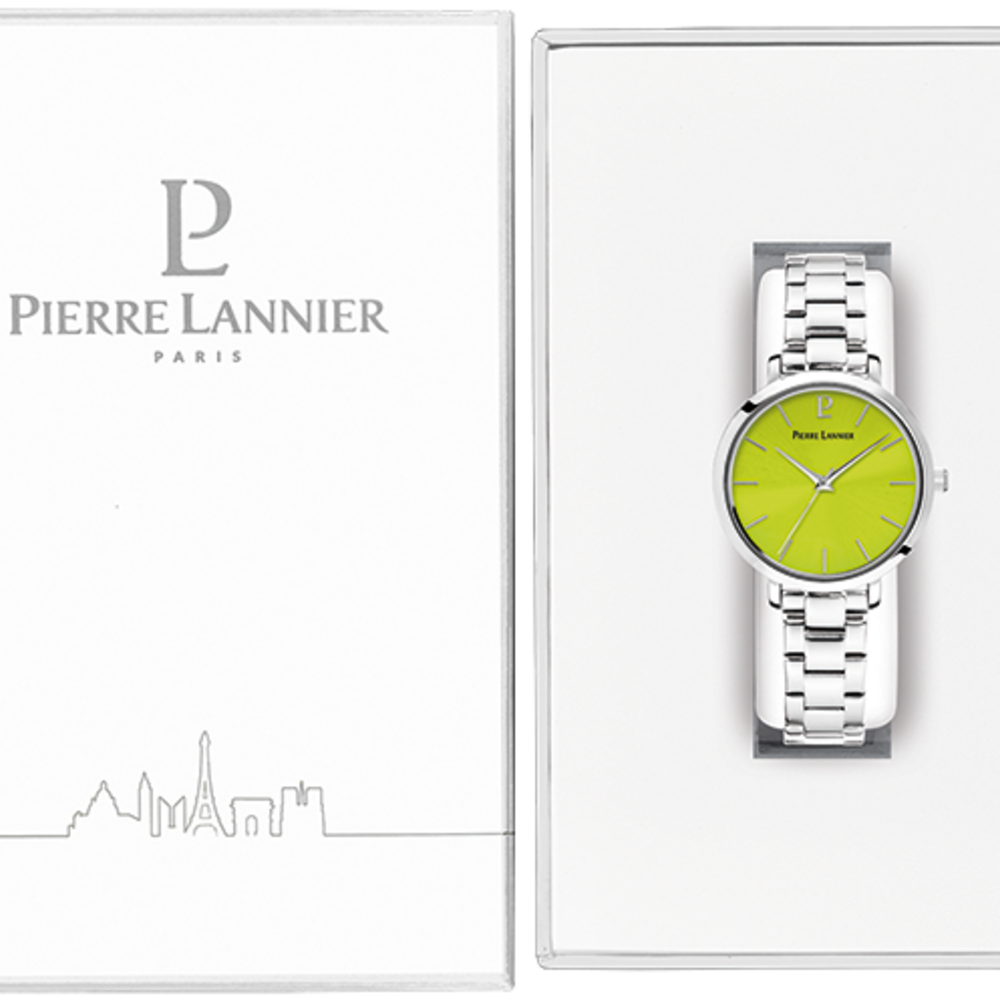 Montre femme Pierre Lannier CHOUQUETTE 078J671 – cadran vert bracelet acier argenté – vue 3