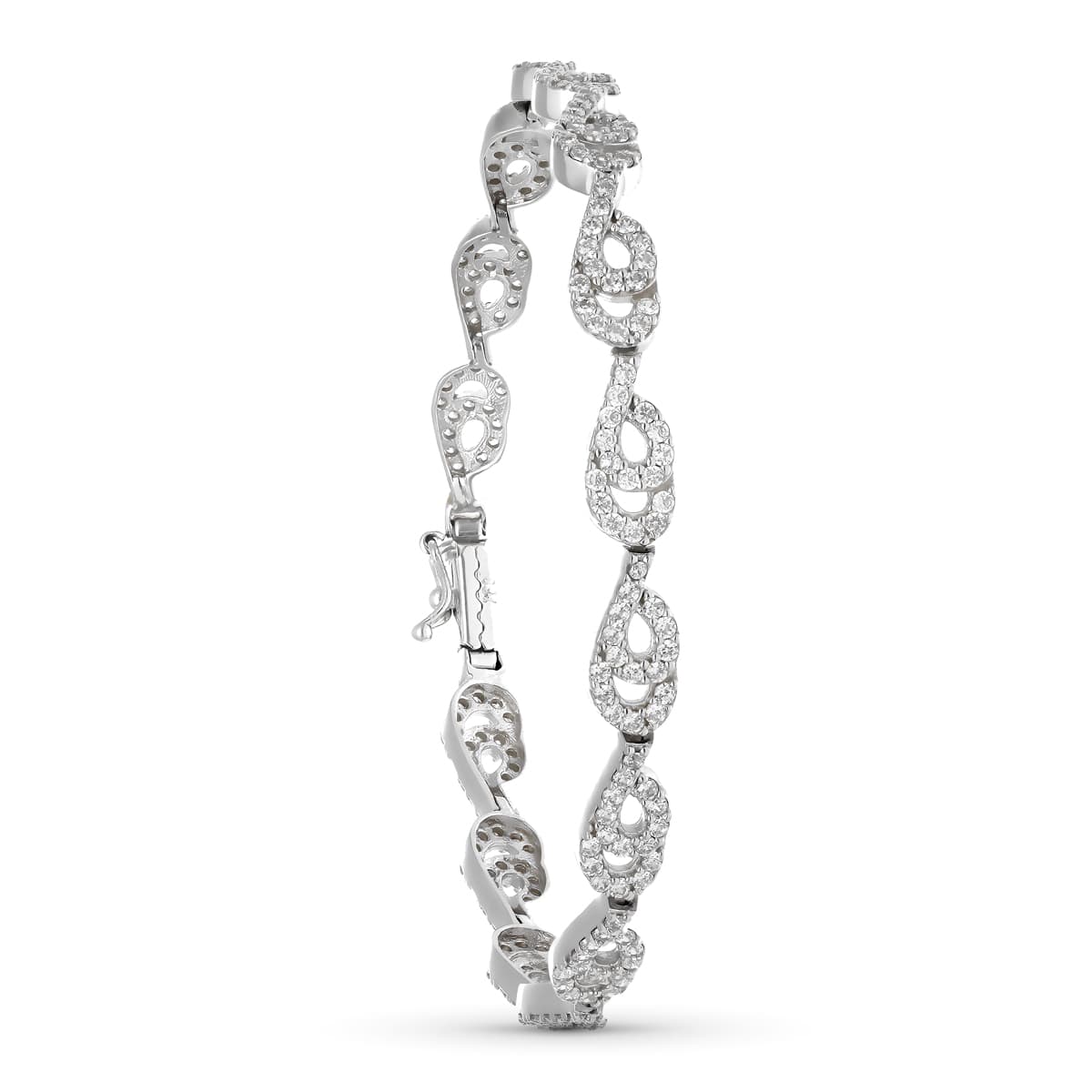 18K ホワイト ゴールド ブレスレット ジルコン 19 Cm