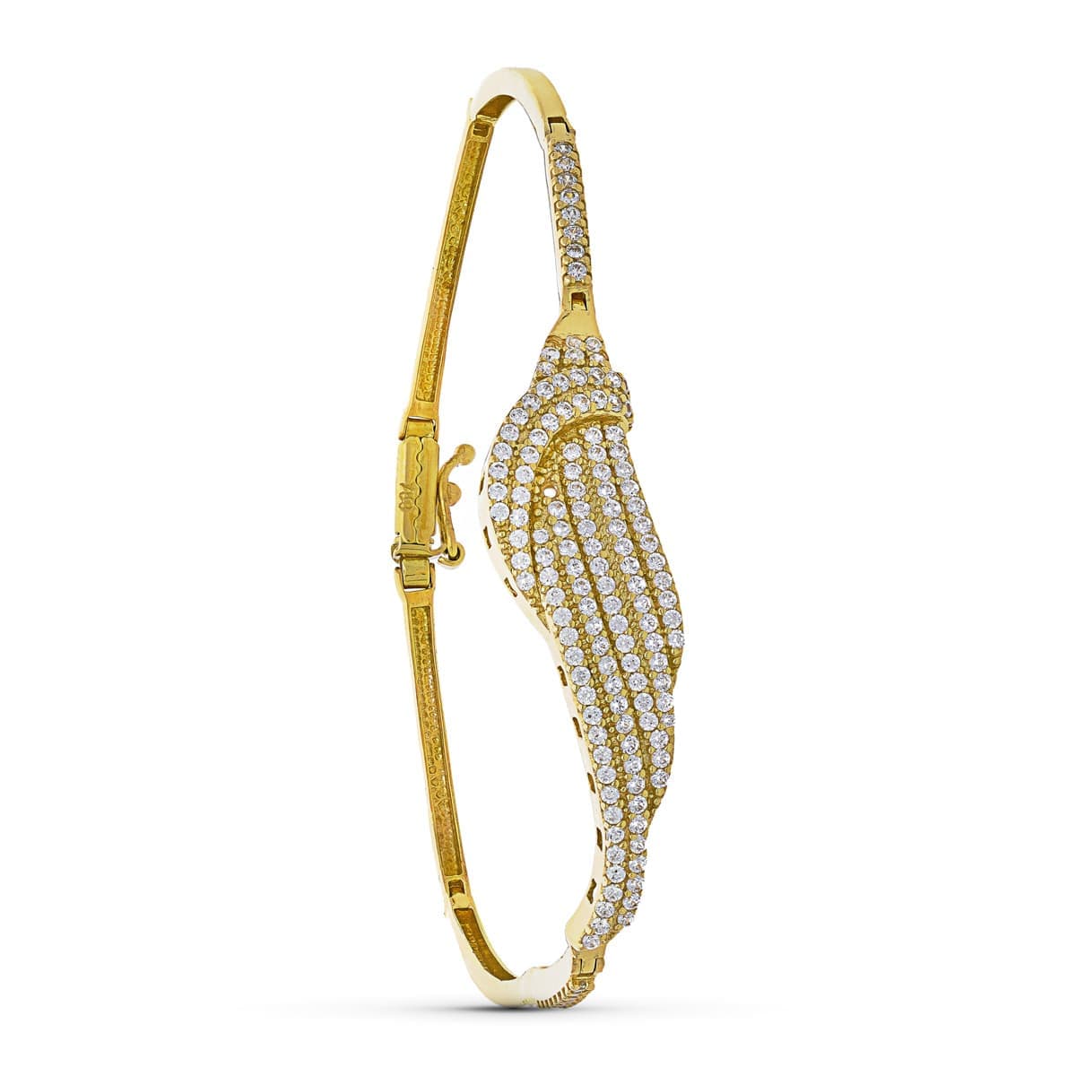 18K ツートンカラーのゴールドとジルコンのブレスレット