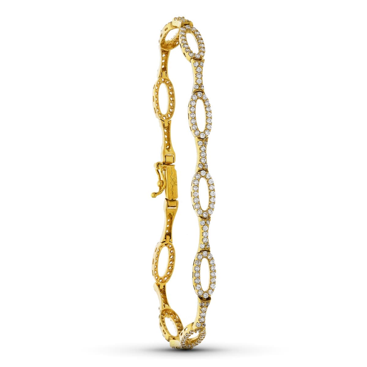 18K ツートンカラー ゴールドとジルコン ブレスレット 19 Cm