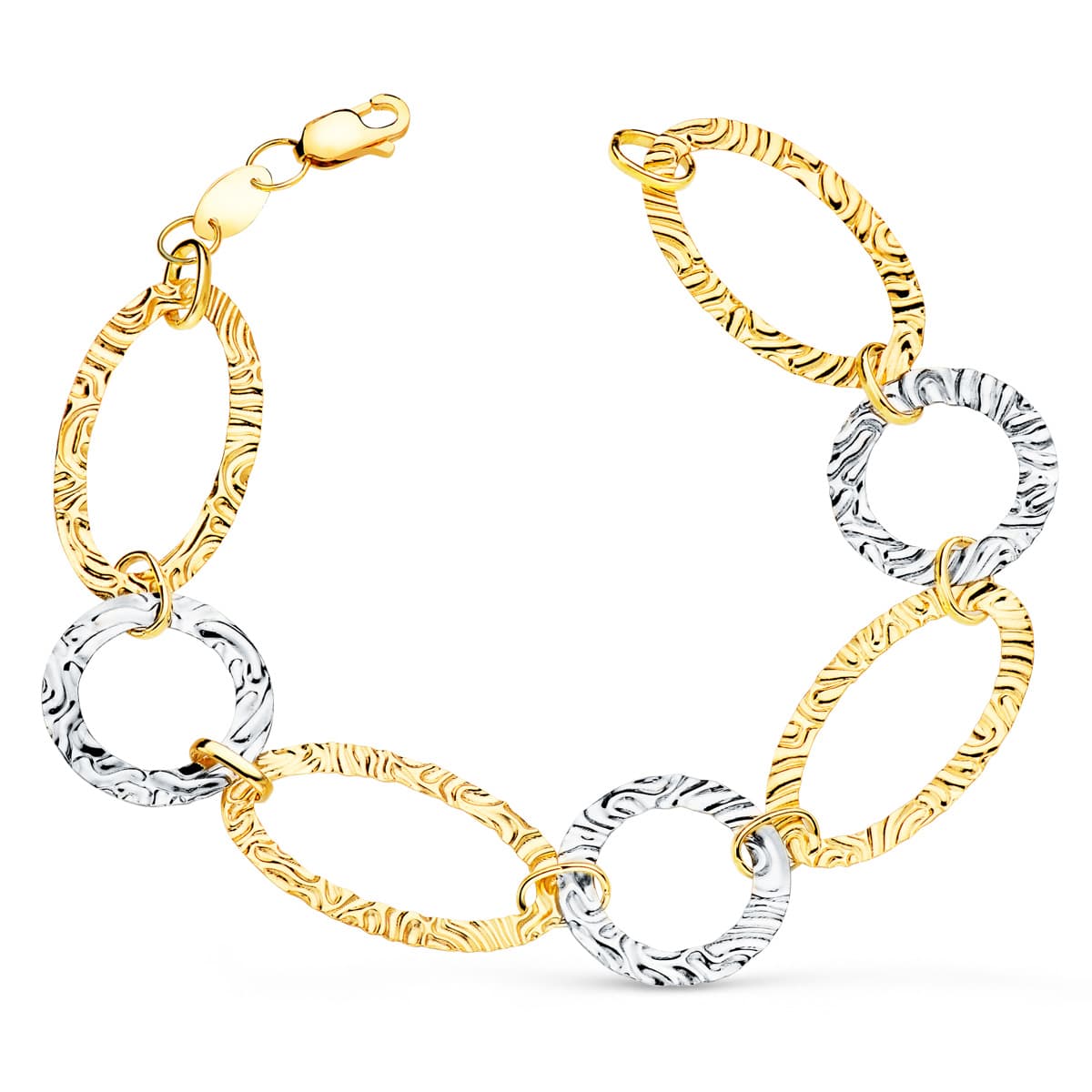 18K 2 gullhamret nettingarmbånd. Bredde 18 mm Lengde 20 Cm
