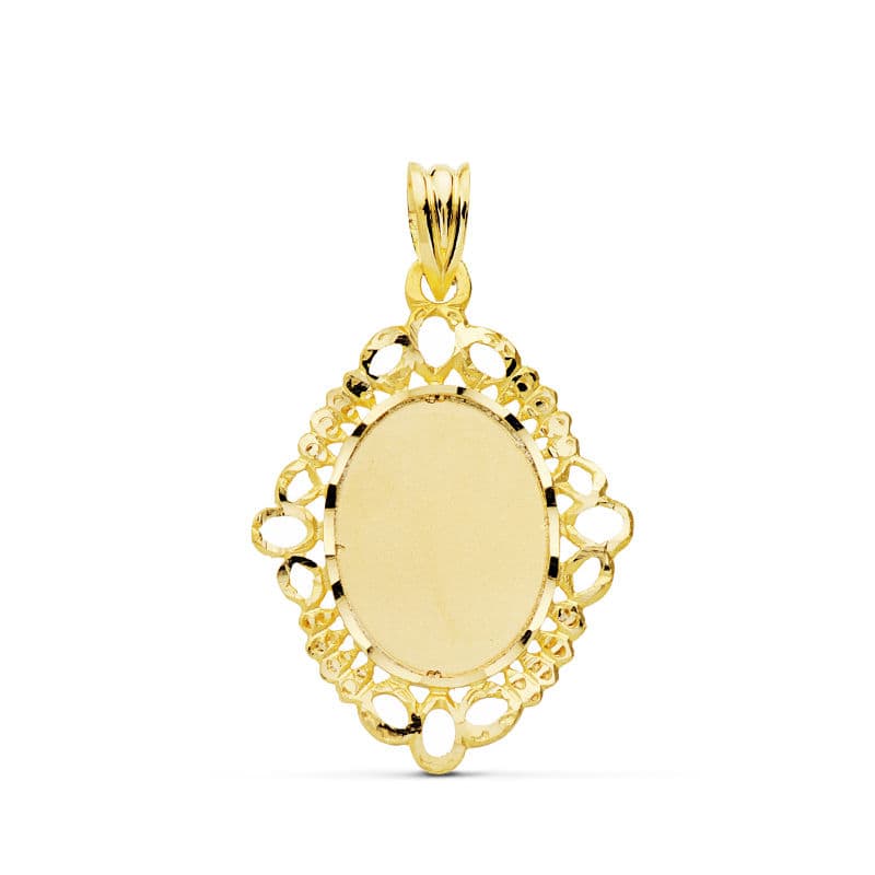 18K Yellow Gold Plate Pendant Frame Oval Opening 31X22 mm