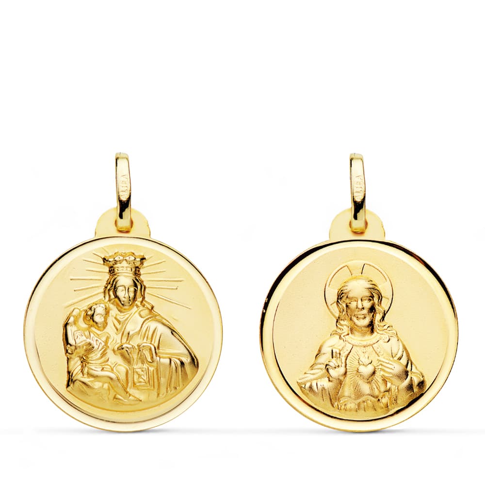 18 Médaille Scapulaire Vierge du Mont Carmel et Coeur de Jésus 24 mm