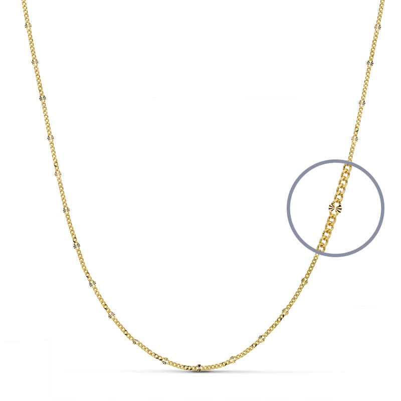 18K gult guld diamantkedja 50 Cm. 1,5 mm