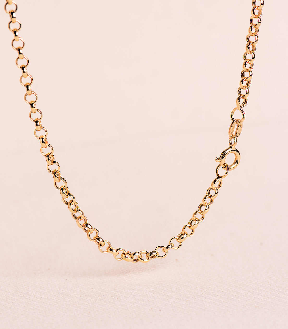 18K Yellow Gold Hollow Jaseron Chain. Width: 3 mm Length: 50 Cm Spring Ring Clasp
