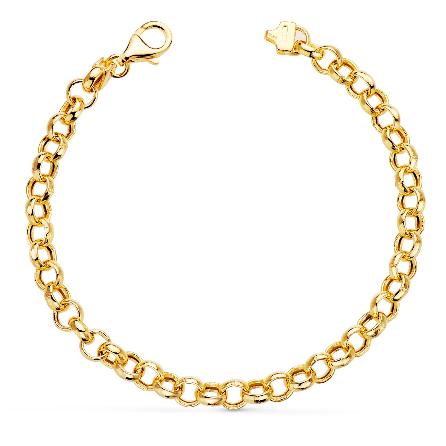 Pulsera Jaseron Hueca de Oro Amarillo de 18K. Ancho 5,5 mm Largo 19 Cm