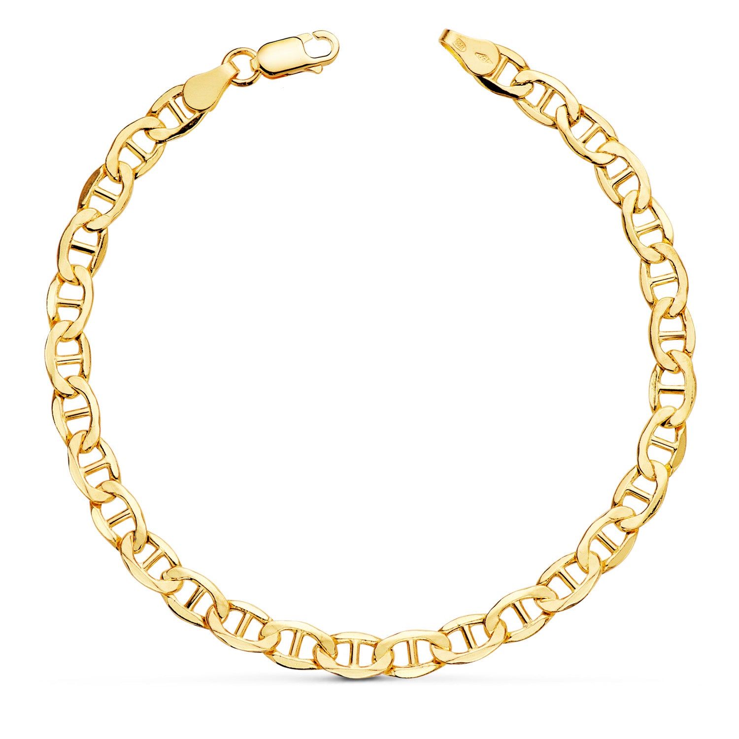 18K geelgouden holle mariene armband. Breedte 5 mm Lengte 20 Cm